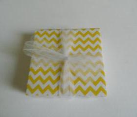 Yellow and White Chevron Coasters