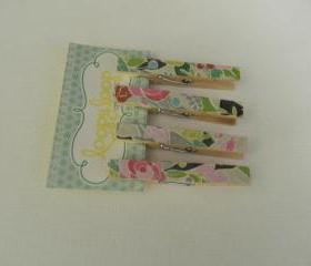 Set of 4 Multi Colored Rose Clothespin Magnets