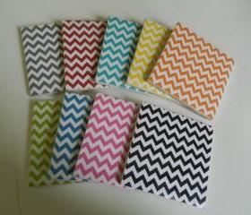 Create your own set of Chevron Coasters. Gray, Red, Turquoise, Yellow, Green, Royal Blue, Pink and Black