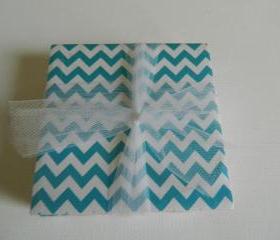 Turquoise and White Chevron Coasters