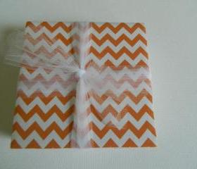 Orange and White Chevron Coasters