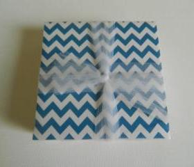 Royal Blue and White Chevron Coasters