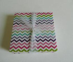 Multi Colored Pastel and White Chevron Coasters