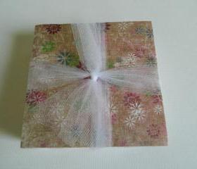 Tan Flower Burst Tile Print Coasters