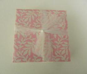 Pink and White Vine Tile Print Coasters