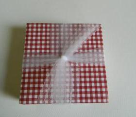 Red Gingham Tile Print Coasters